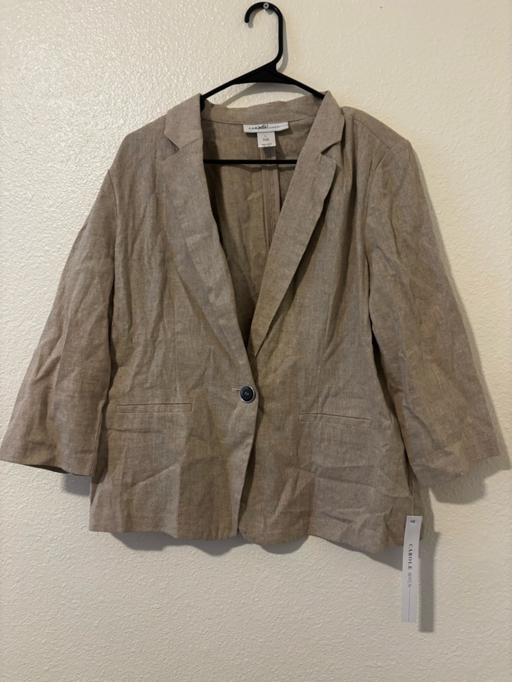 Caslon Tan Linen-Blend Single-Button Blazer